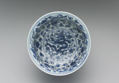 图片[2]-Bell-shaped bowl with dragons among lotus flowers decoration in underglaze blue, Ming dynasty, Zhengde reign (1506-1521)-China Archive